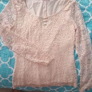 Pink floral lace patterned shirt